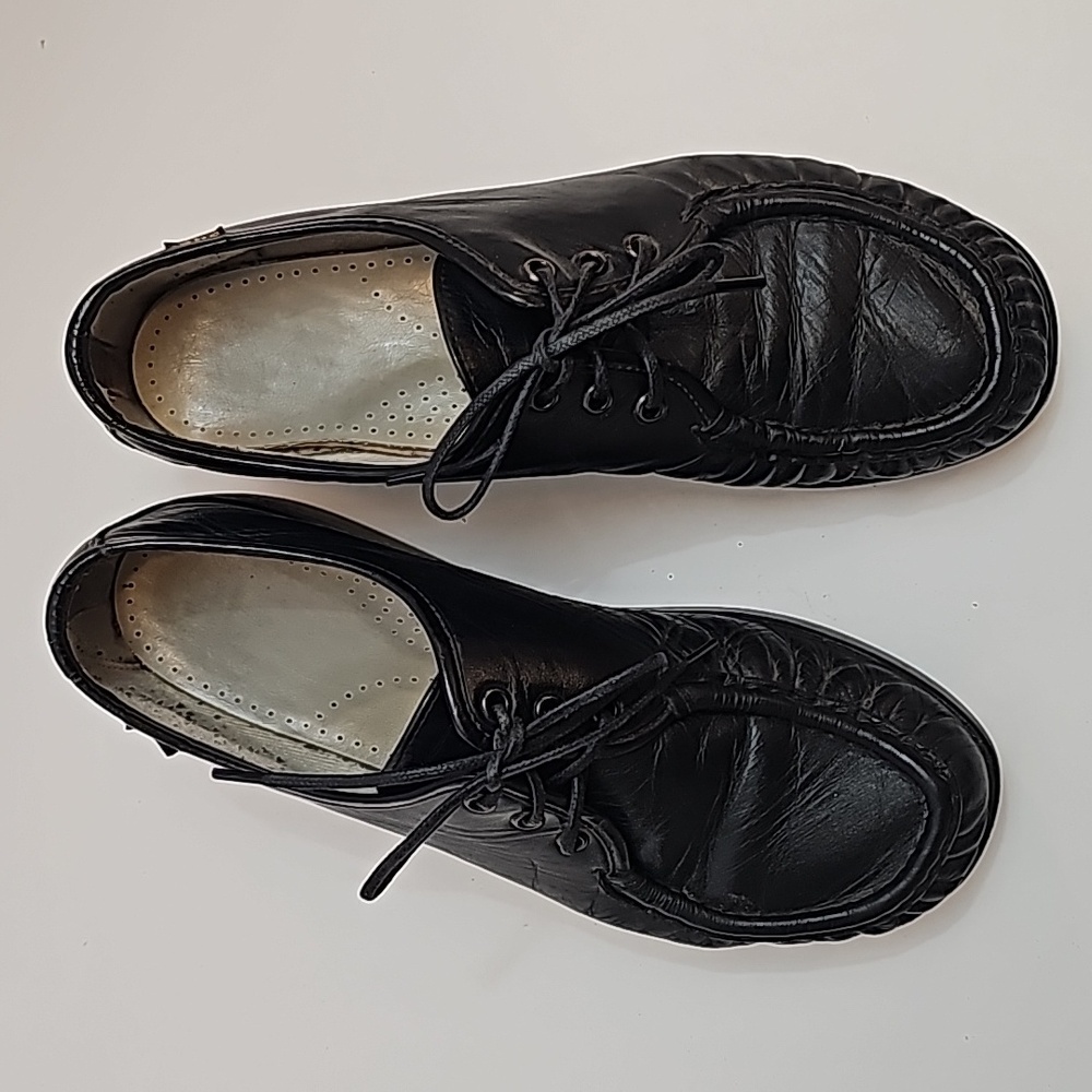SAS Siesta Lace-Up Black Loafer Supportive Comfort Shoe Granny Grandma Womens 9M